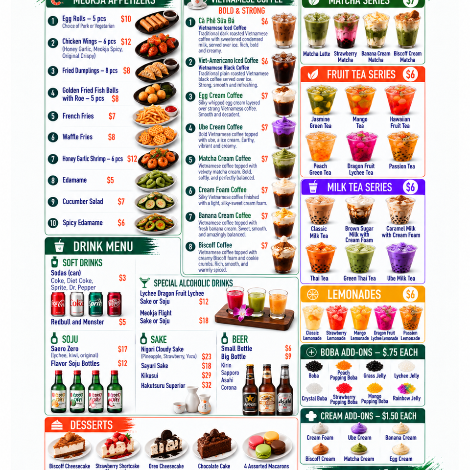 Dine-in menu, page 2