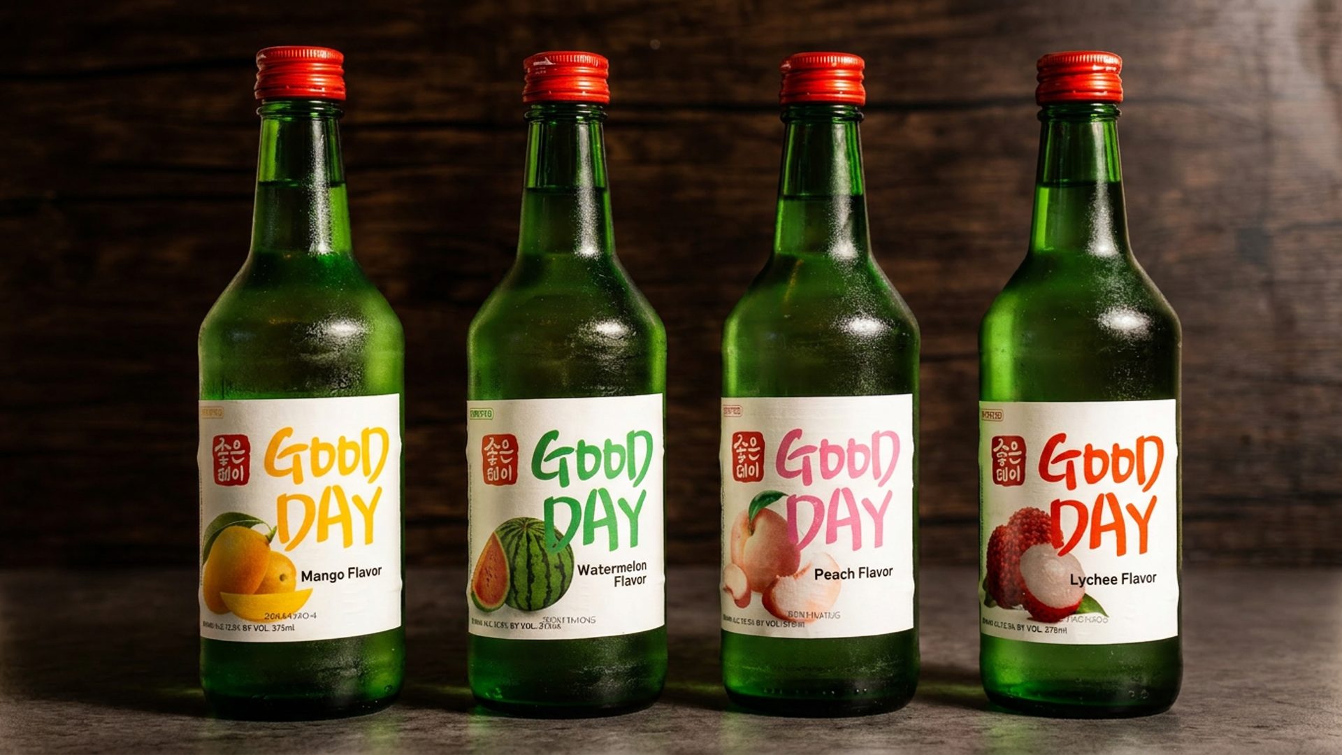 Good Day soju, four flavors