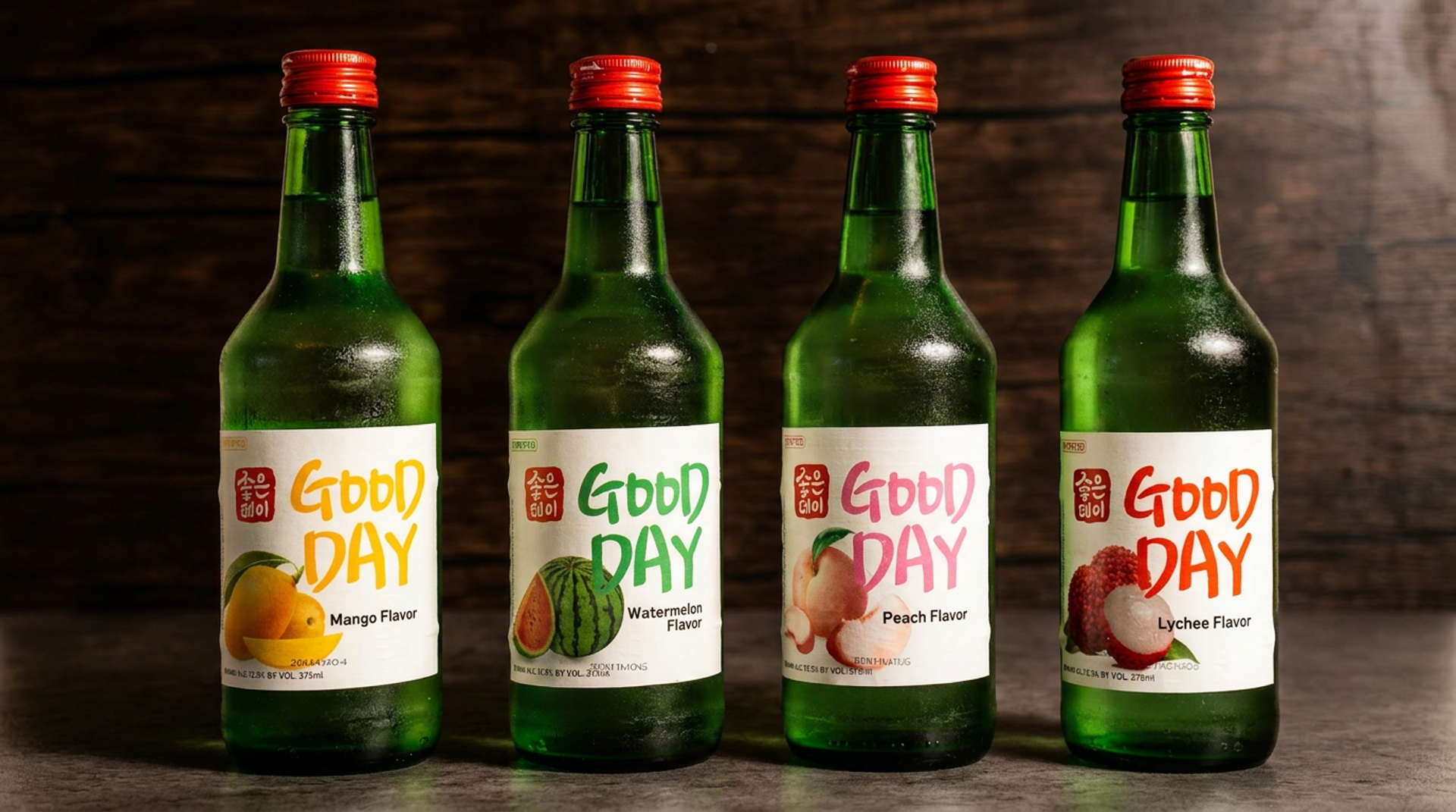 Good Day soju, four flavors