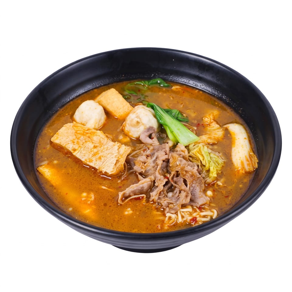 Spicy Beef Soup with vegetables and noodles